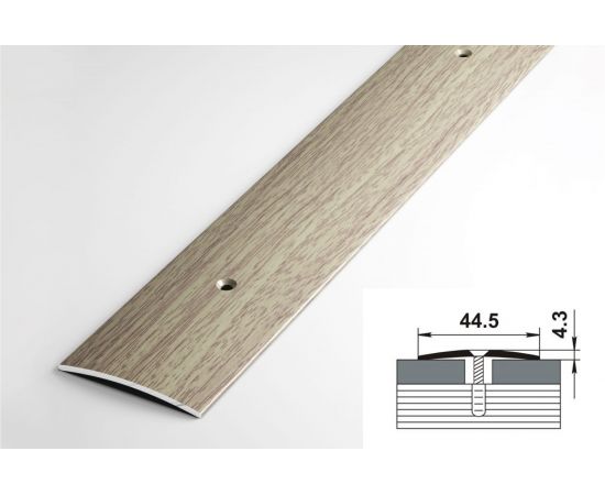 Порог прямой алюминиевый (44.5 мм; 0.9 м; декоративный; дуб беленый) Лука 00000001476 – изображение 2