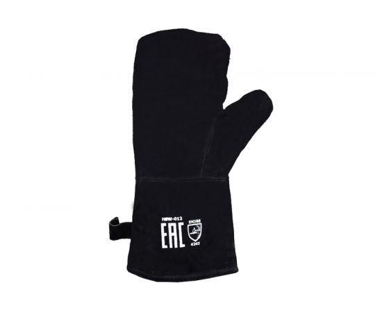 Спилковые двупалые рукавицы сварщика Optima ТРЭК черный HBW-012 – изображение 2