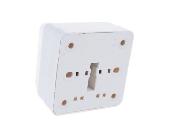 1местная розетка IEK РСш20-3-ОБ c заземляющим контактом, с защитной шторкой, 16А, открытая установка Октава белый ERO14-K01-16-DC – изображение 3