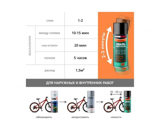 Универсальная эмаль DONEWELL белая матовая 520мл 11604651 – изображение 6