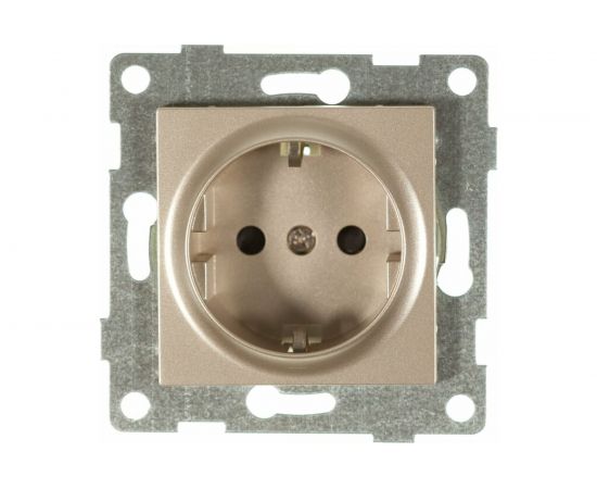 Механизм розетки GUSI ELECTRIC Ugra 1-ой с/з с з/ш, СУ, 16А, 250В, шампань С11Р4-027 