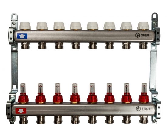 Коллектор из нержавеющей стали с расходомерами 8 вых. STOUT SMS 0917 000008 