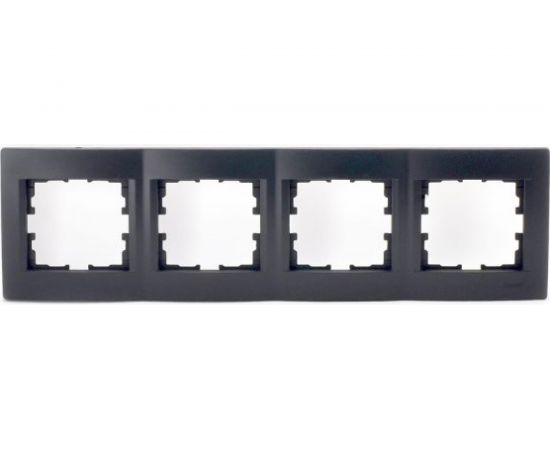 Четырехместная горизонтальная рамка Lezard KARINA без вставок, чёрный бархат 707-4200-149 