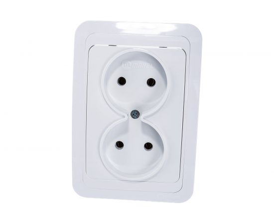 Двойная розетка без заземления, белая Makel Mimoza 12017 