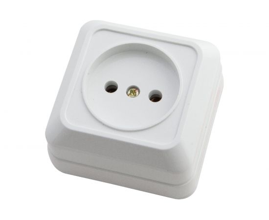 Одноместная розетка АБК-СИЛА без заземляющего контакта 16А 220В керамика "АЛЬТАИР" белая 5400301 