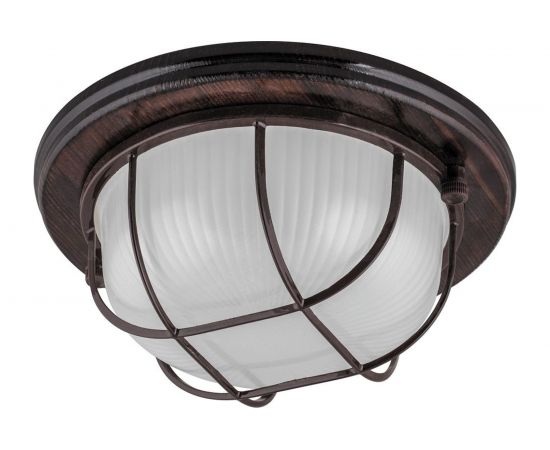 Светильник для бани и сауны FERON НБО 03-60-022 220V 60Вт Е27 IP54 дерево, орех, круг, с решеткой 11574 