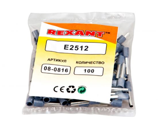Штыревой втулочный наконечник REXANT изолированный F-12 мм 2.5 кв.мм синий 08-0816 – изображение 2