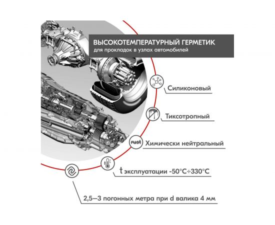Автомобильный нейтр. высокотемпературный герметик DONEWELL силик. 64 гр белый DGT-114 11605476 – изображение 2