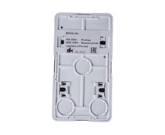 Блок 1-местная розетка + 2-клавишный выключатель Schneider Electric открытой проводки Этюд без заземления белый BPA16-205B – изображение 2