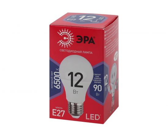 Светодиодная лампа ЭРА LED A6012W865E27 R, груша, 12Вт, холодный, E27 Б0045325 – изображение 3