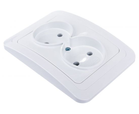 Двойная розетка без заземления, белая Makel Mimoza 12017 – изображение 3