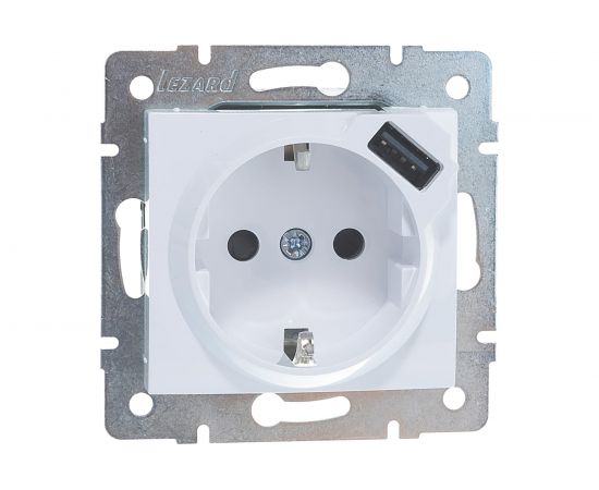 Розетка + USB разъём Lezard, KARINA, с/з, белая, 707-0288-181 – изображение 3