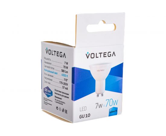 Светодиодная лампа VOLTEGA Софит GU10 4000К 7W 7057 – изображение 3