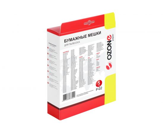 Мешки-пылесборники оригинальные бумажные OZONE (5 шт.) Electolux P-02 – изображение 4