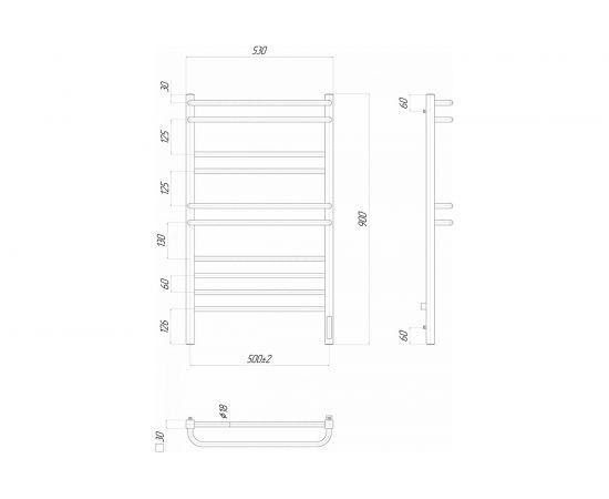 Электрический полотенцесушитель Lemark Linara П10 500x900, диммер справа, хром LM04910Z – изображение 4