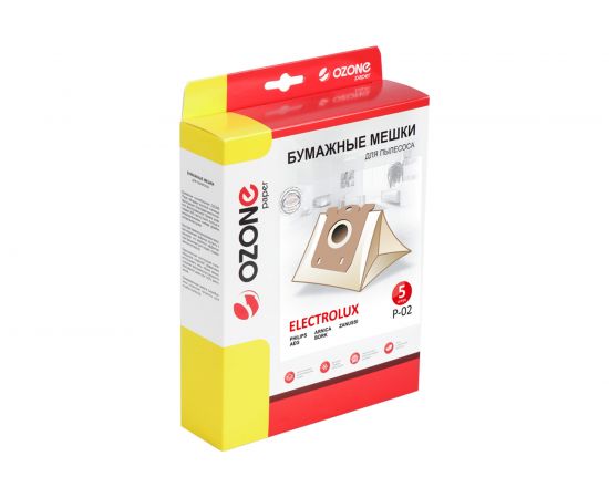 Мешки-пылесборники оригинальные бумажные OZONE (5 шт.) Electolux P-02 – изображение 5