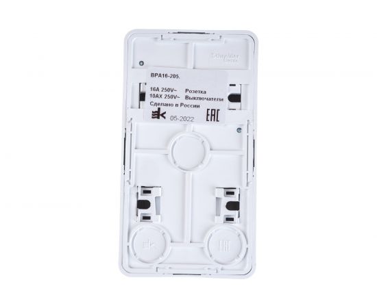 Блок 1-местная розетка + 2-клавишный выключатель Schneider Electric открытой проводки Этюд без заземления белый BPA16-205B – изображение 5