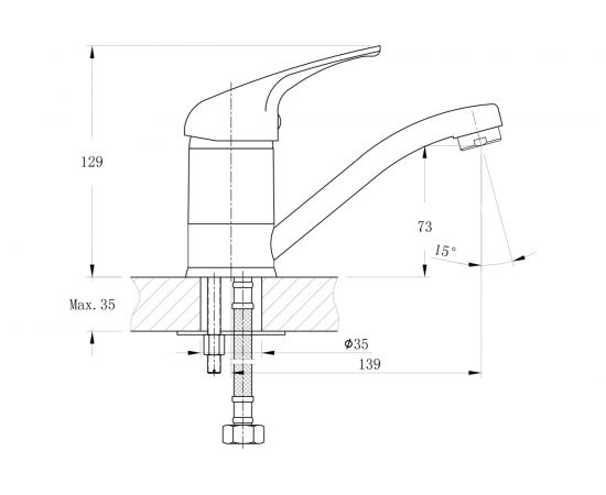 Смеситель для умывальника/кухни RUSH Corsica с укороченным, поворотным изливом, хром CO4240-26 – изображение 6