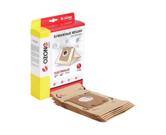Мешки-пылесборники оригинальные бумажные OZONE (5 шт.) Electolux P-02 – изображение 6