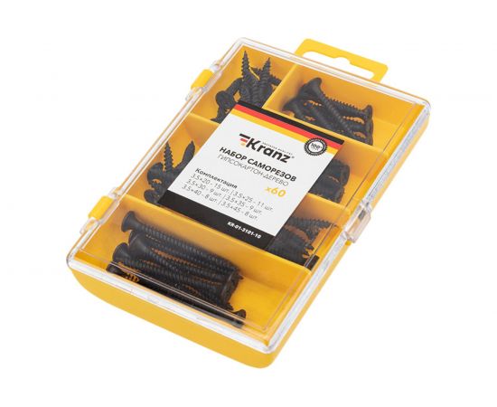Набор саморезов по дереву kranz 60 шт. KR-01-3101-10 