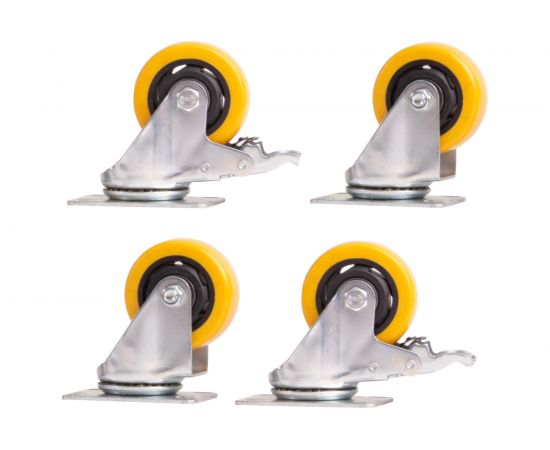 Набор из 4-х поворотных колес - желтый поливинилхлорид PVC диаметром 75 мм MOVERPLAT 75-PVCx4 