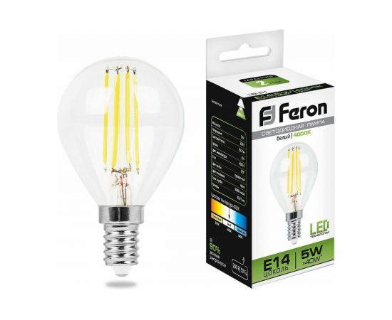 Светодиодная лампа FERON 5W 230V E14 4000K, LB-61 25579 
