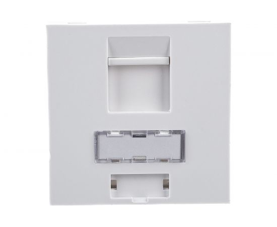 Модуль-адаптер/лицевая панель информационной розетки Экопласт, 45x45, RJ, 1 вход, белый 87013-1 