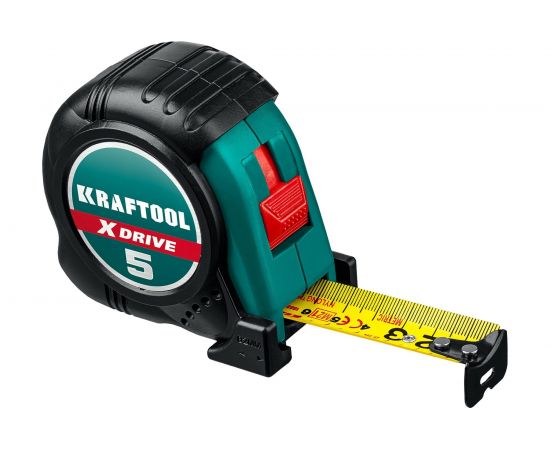 Рулетка KRAFTOOL X-Drive 5м/25мм с ударостойким обрезиненным корпусом 34122-05-25_z02 