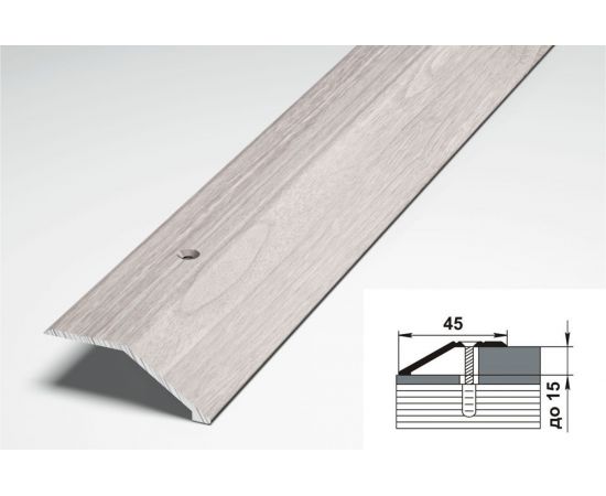 Порог разноуровневый алюминиевый (45 мм; 0.9 м; декоративный; ясень белый) Лука УТ000022019 – изображение 2