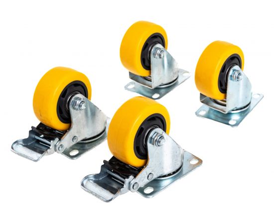Набор из 4-х поворотных колес - желтый поливинилхлорид PVC диаметром 75 мм MOVERPLAT 75-PVCx4 – изображение 2