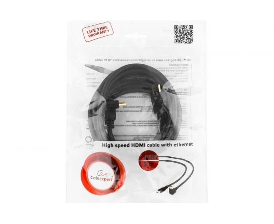 Кабель HDMI Cablexpert 3.0 м v1.4 19M/19M угловой разъем черный CC-HDMI490-10 – изображение 2