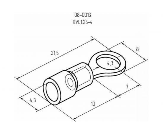 Кольцевой изолированный наконечник REXANT диам. 4.3 мм 0.5-1.5 кв.мм красный 08-0013 – изображение 2