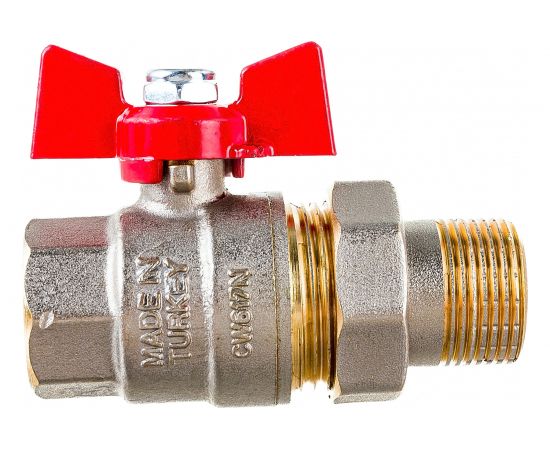 Шаровой кран с полусгоном американкой KALDE 3/4, ручка бабочка 0KV4833 – изображение 2