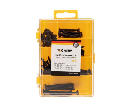 Набор саморезов по дереву kranz 60 шт. KR-01-3101-10 – изображение 3
