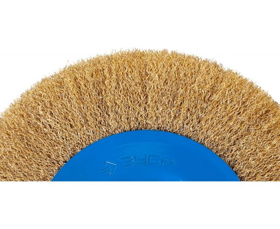 Щетка дисковая ПРОФЕССИОНАЛ (150х32 мм; 0.3 мм; витая стальная латунированная проволока) для точильно-шлифовального станка Зубр 35186-150_z01 – изображение 3