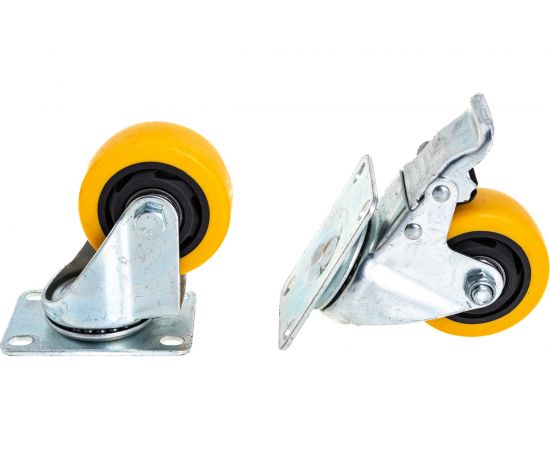 Набор из 4-х поворотных колес - желтый поливинилхлорид PVC диаметром 75 мм MOVERPLAT 75-PVCx4 – изображение 7