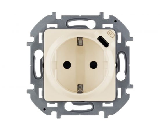 Розетка 2К+З 16А 250В с зарядным устройством USB Legrand 1.5А 5В - INSPIRIA слоновая кость 673771 