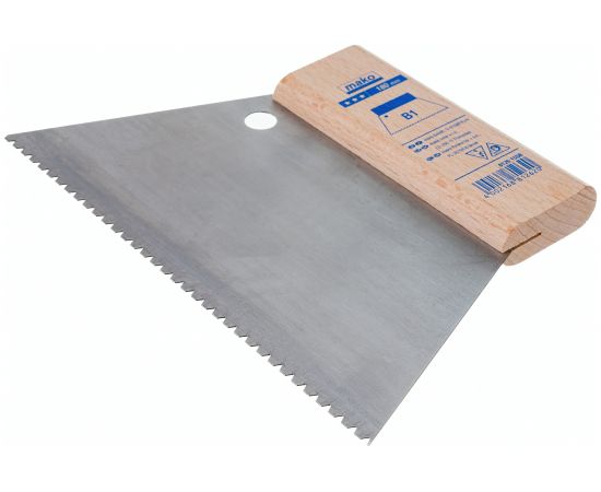 Зубчатый шпатель MAKO для клея трапециевидный стальной, идеален для нанесения клея, тип B1 812615SB 