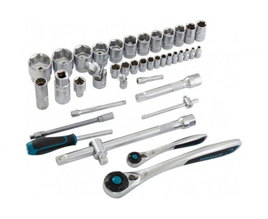 Набор инструментов GROSS 82 предметов, 120 зубьев, CrV, 1/4, 1/2 14149 – изображение 11