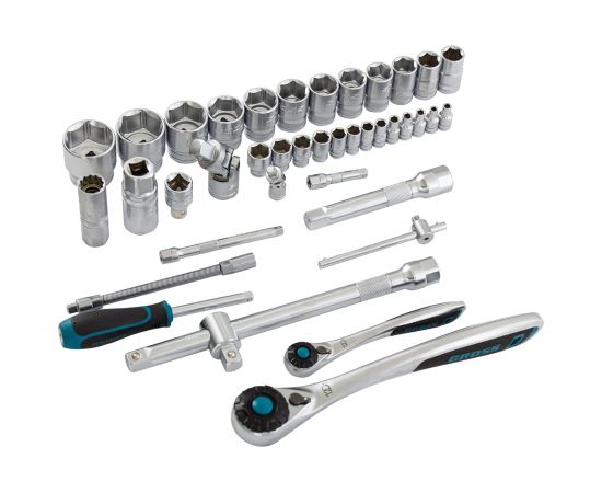 Набор инструментов GROSS 82 предметов, 120 зубьев, CrV, 1/4, 1/2 14149 – изображение 15