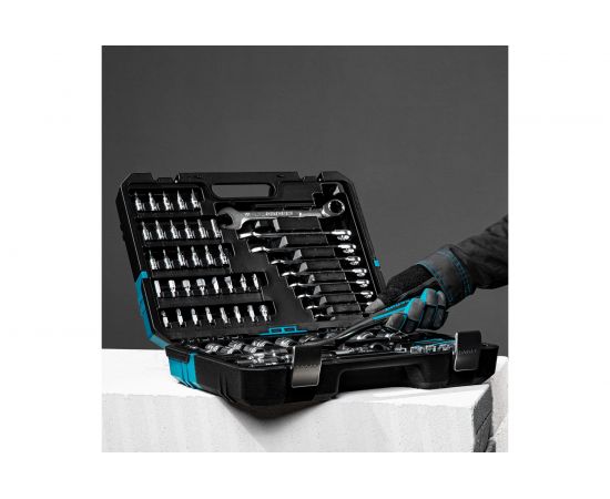 Набор инструментов GROSS 82 предметов, 120 зубьев, CrV, 1/4, 1/2 14149 – изображение 2