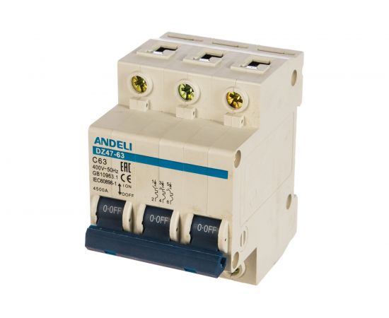 Автоматический выключатель ANDELI DZ47-63/3P 32A 4.5kA х-ка C ADL01-095 – изображение 2