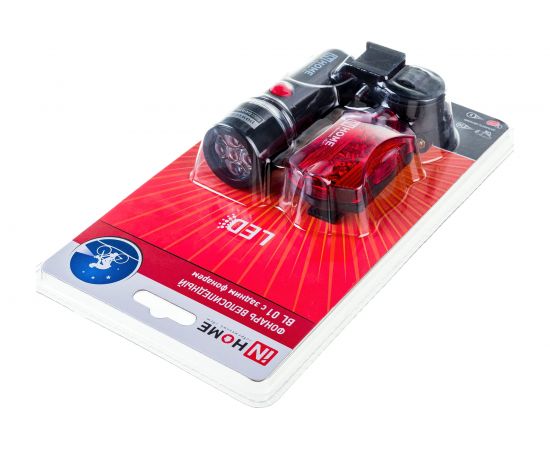 Велосипедный фонарь IN HOME BL 01 5LED с задним фонарем 4AAA 3 режима с кронштейном ЧЕРНЫЙ 4690612035192 – изображение 2