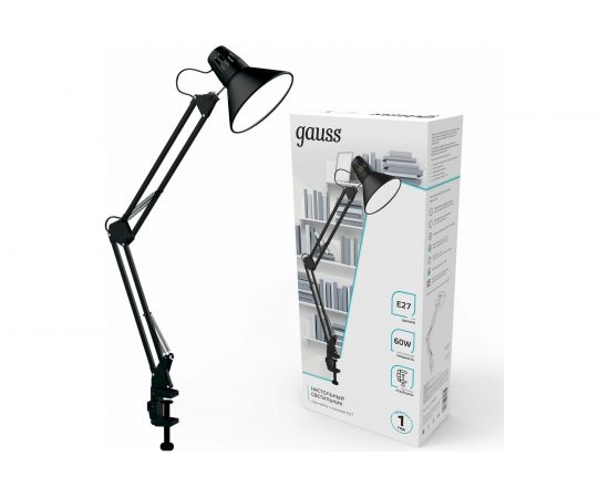 Настольный светильник Gauss модель GTL001 60W 220-240V E27 черный струбцина 1/16 GT0012 – изображение 2