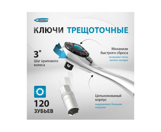 Набор инструментов GROSS 82 предметов, 120 зубьев, CrV, 1/4, 1/2 14149 – изображение 23
