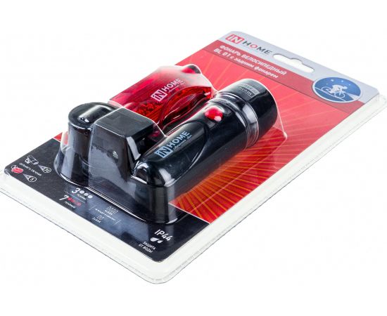 Велосипедный фонарь IN HOME BL 01 5LED с задним фонарем 4AAA 3 режима с кронштейном ЧЕРНЫЙ 4690612035192 – изображение 3