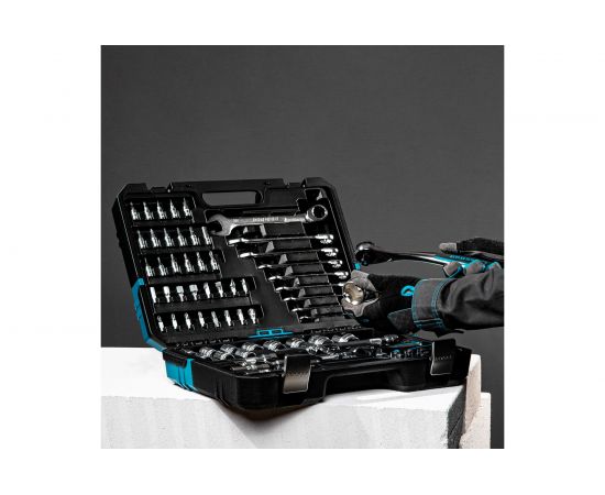 Набор инструментов GROSS 82 предметов, 120 зубьев, CrV, 1/4, 1/2 14149 – изображение 3