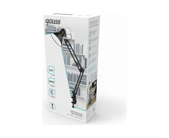 Настольный светильник Gauss модель GTL001 60W 220-240V E27 черный струбцина 1/16 GT0012 – изображение 4