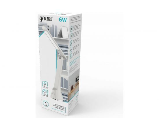 Настольный диммируемый светильник Gauss модель GTL203 6W 380lm 4000K 170-265V белый LED 1/20 GT2031 – изображение 4