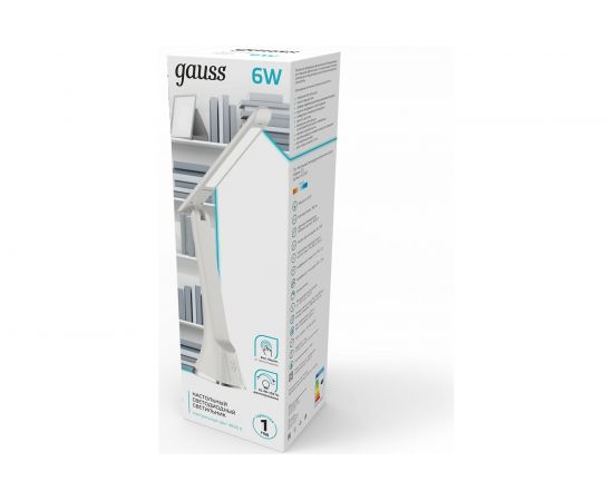 Настольный диммируемый светильник Gauss модель GTL203 6W 380lm 4000K 170-265V белый LED 1/20 GT2031 – изображение 5